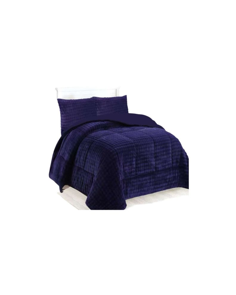 CUBRECAMA CON CHIPORRO CON RELIEVE 2P AZUL-2