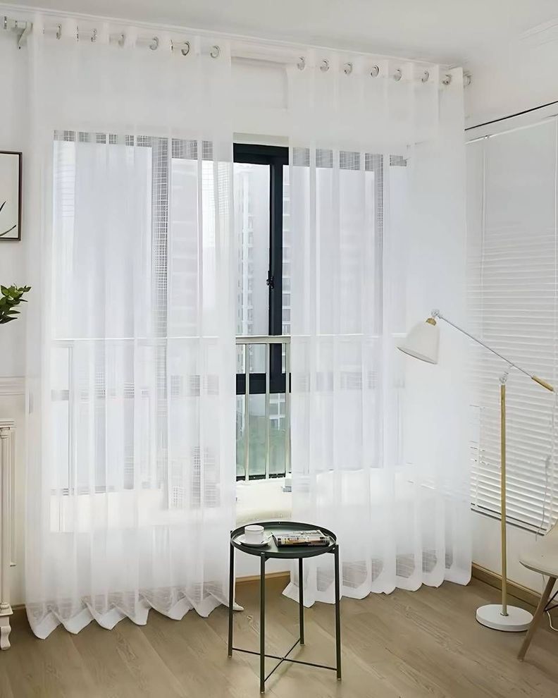 2 panel de Cortina visillo transparente con textura 140x230cm S04-0