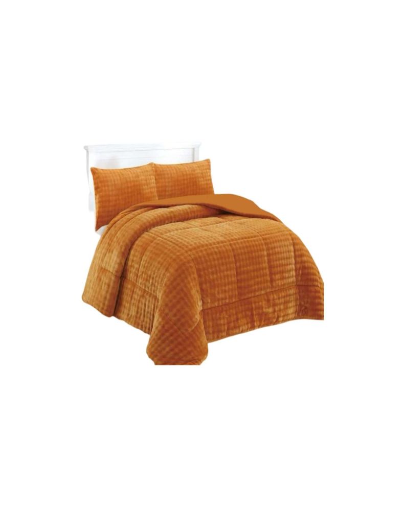 CUBRECAMA CON CHIPORRO CON RELIEVE 2P MOSTAZA -2