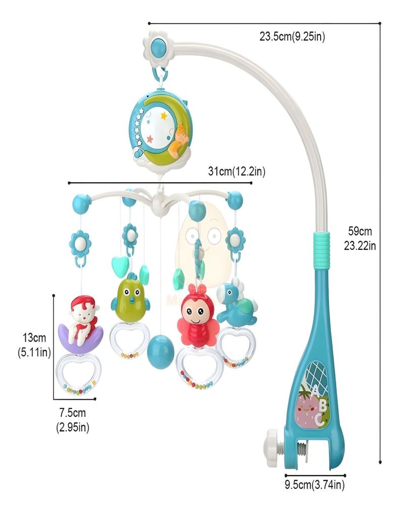 MOVIL MUSICAL Azul cuna bebé con Control y Luz 21n11-1