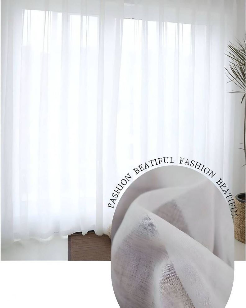 2 panel de Cortina visillo transparente con textura 140x230cm S01-3