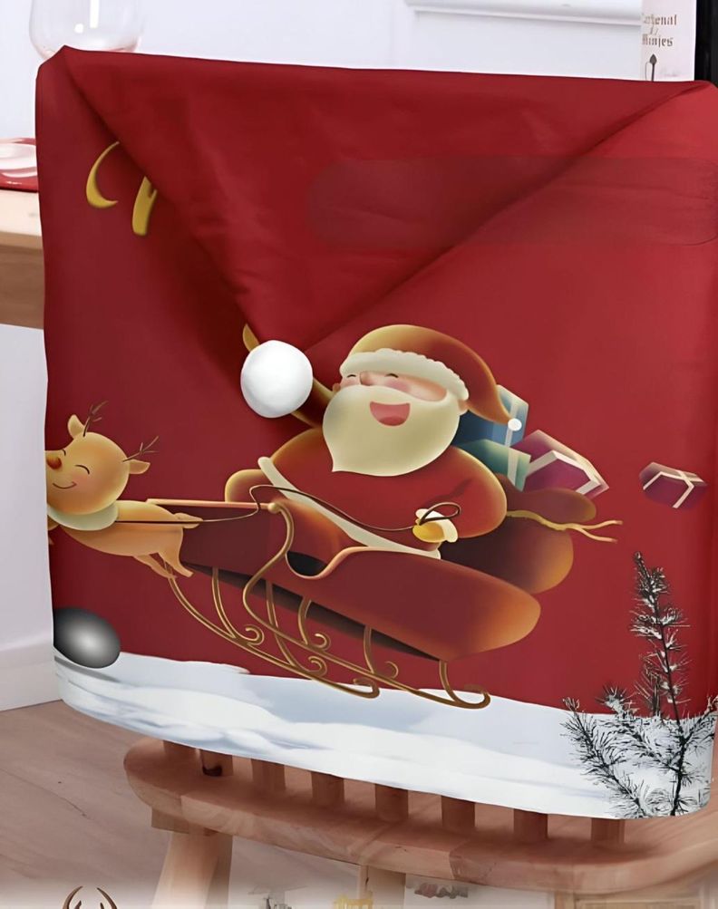 Pack 6 fundas de respaldo de sillas navidad con pompón 25n11-2