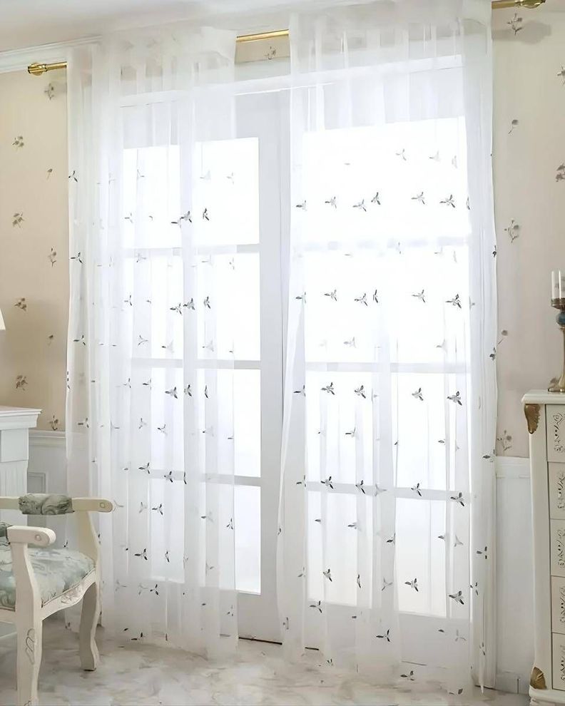 2 panel de Cortina visillo transparente con textura 140x230cm TF13-0
