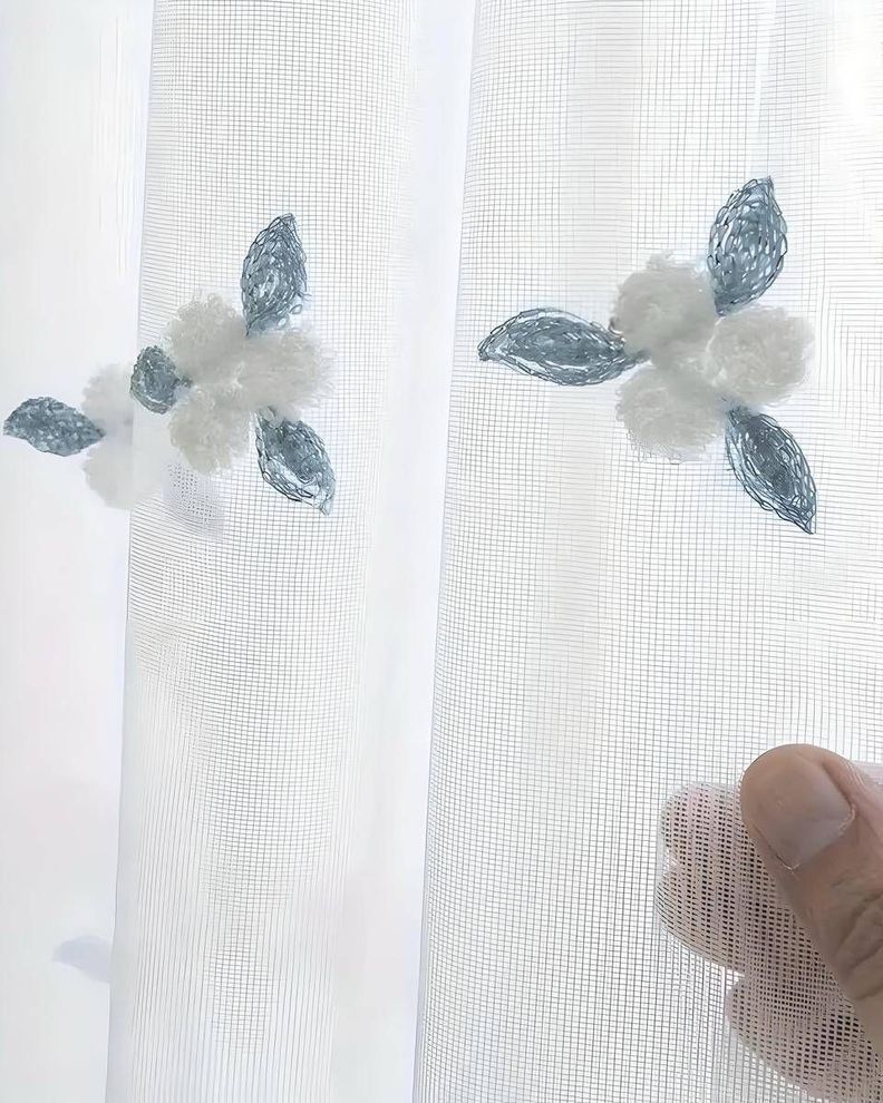2 panel de Cortina visillo transparente con textura 140x230cm TF13-1