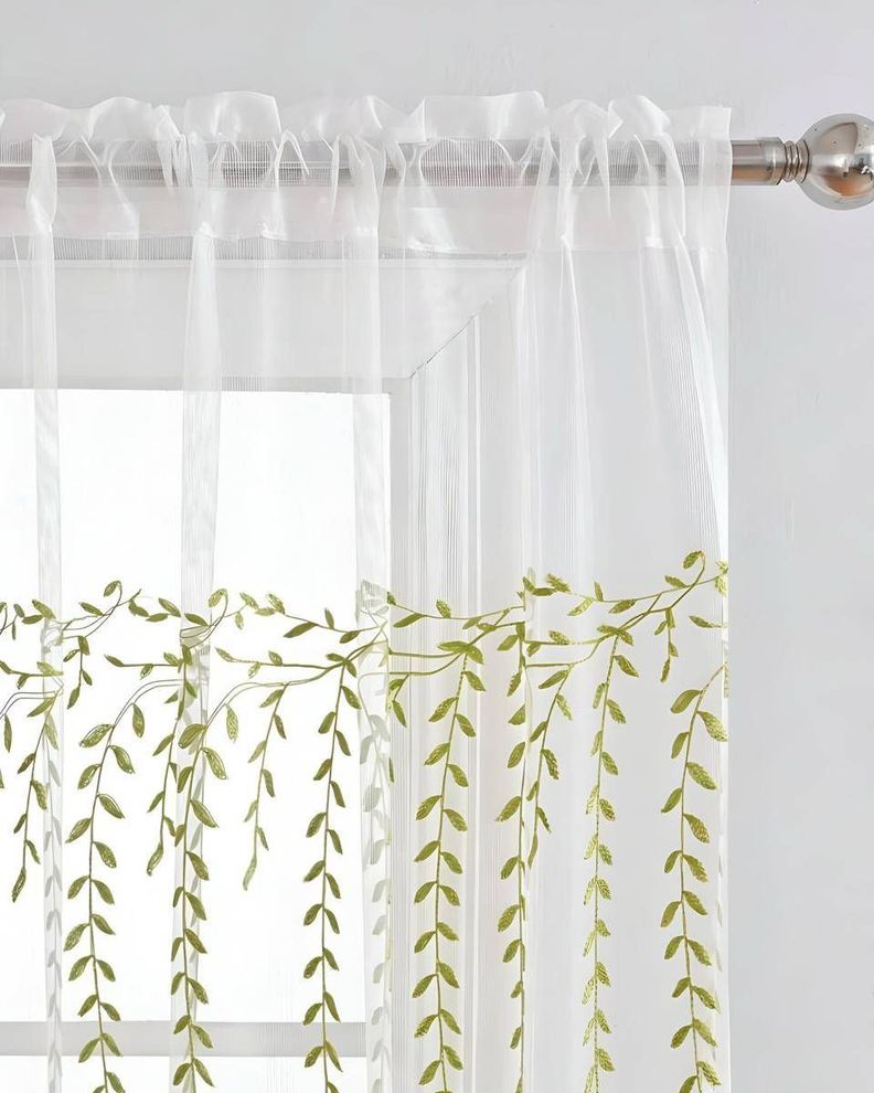 2 panel de Cortina visillo transparente con textura 140x230cm TF07-2