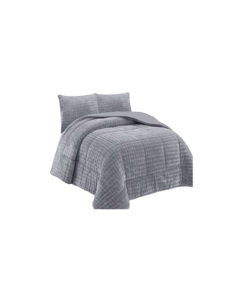 CUBRECAMA CON CHIPORRO CON RELIEVE 2P GRIS-2