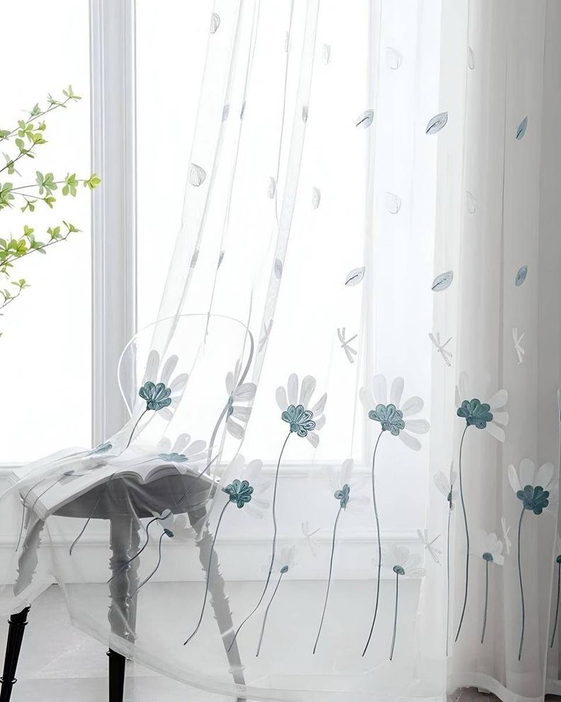 2 panel de Cortina visillo transparente con textura 140x230cm TF11-1