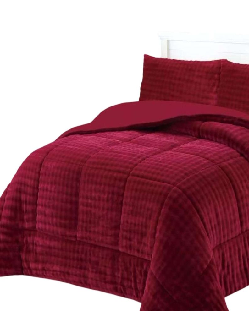 CUBRECAMA CON CHIPORRO CON RELIEVE 2P ROJO-1