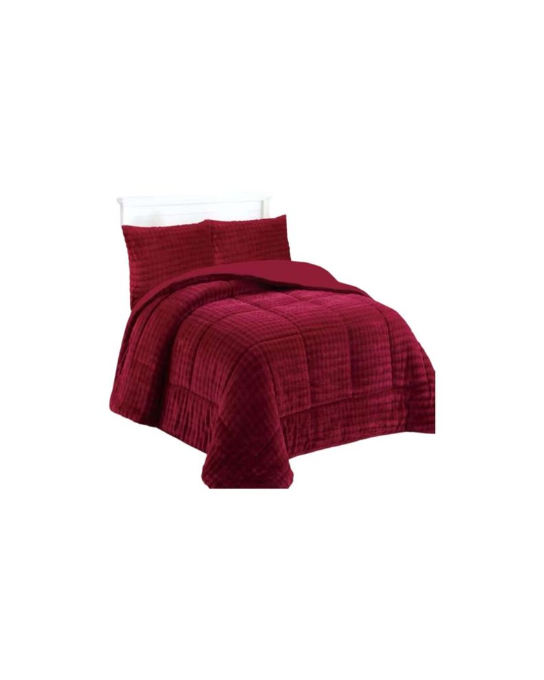 CUBRECAMA CON CHIPORRO CON RELIEVE 2P ROJO-2