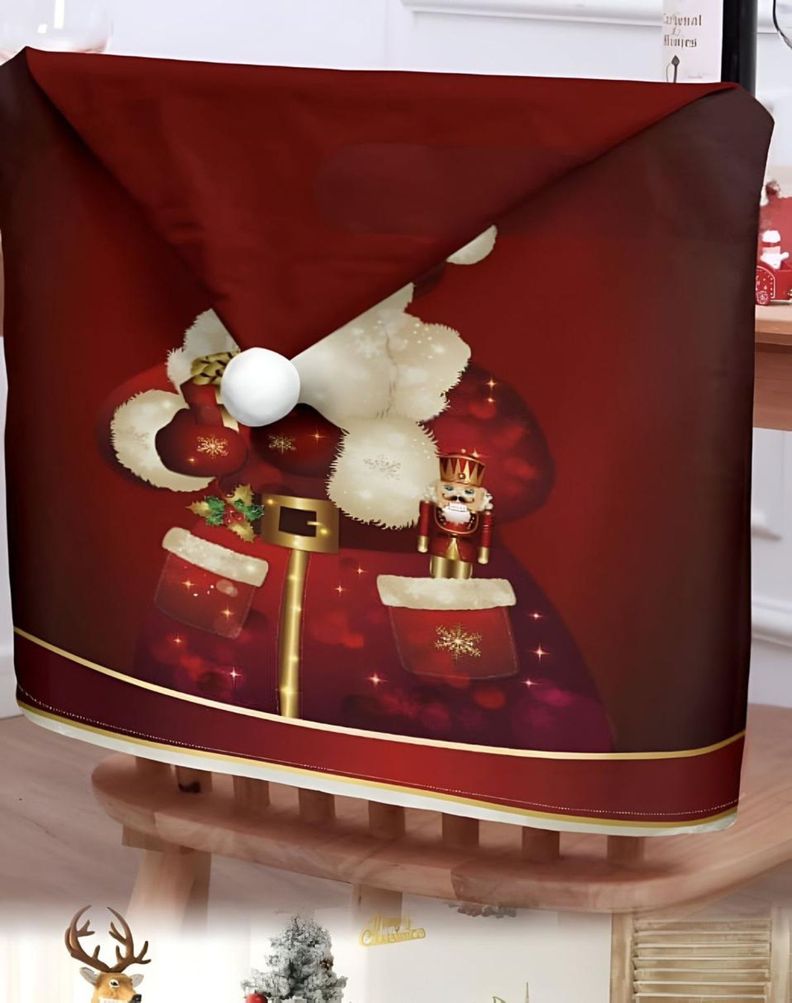 Pack 6 fundas de respaldo de sillas navidad con pompón 25n6-2