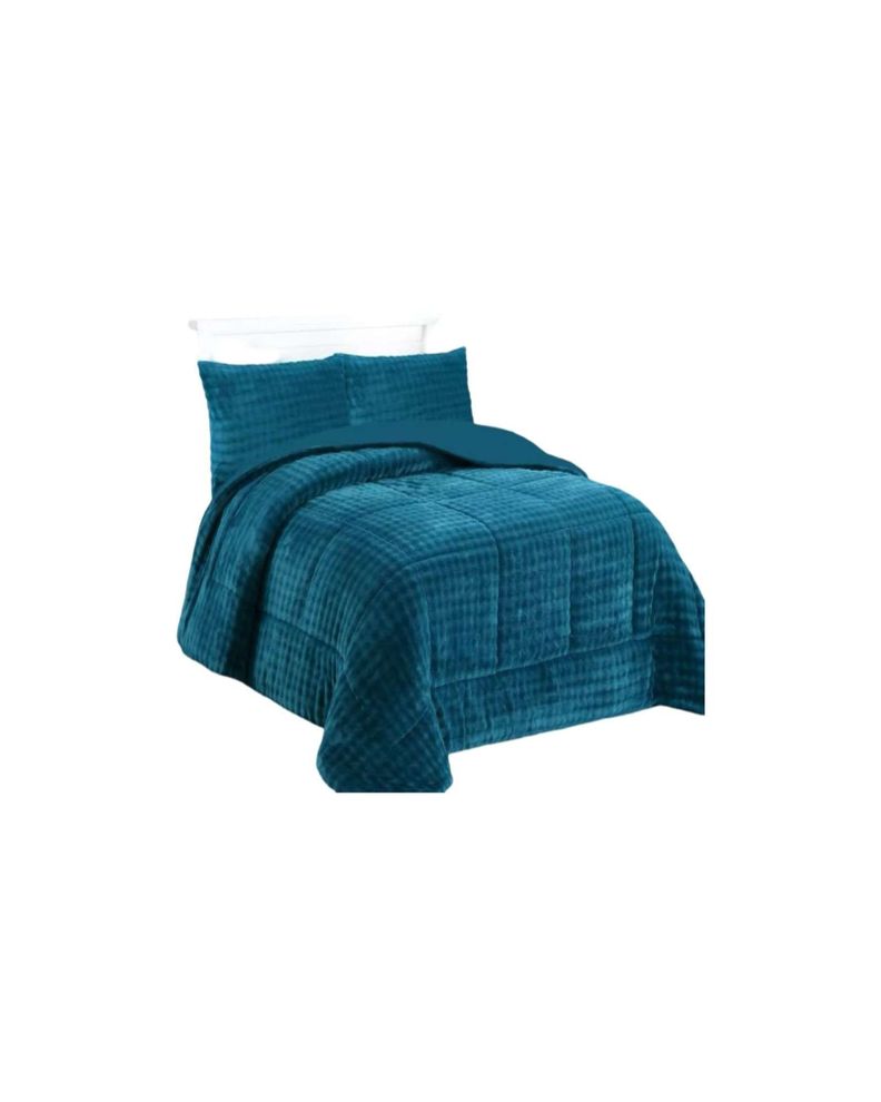 CUBRECAMA CON CHIPORRO CON RELIEVE 2P TURQUESA-2