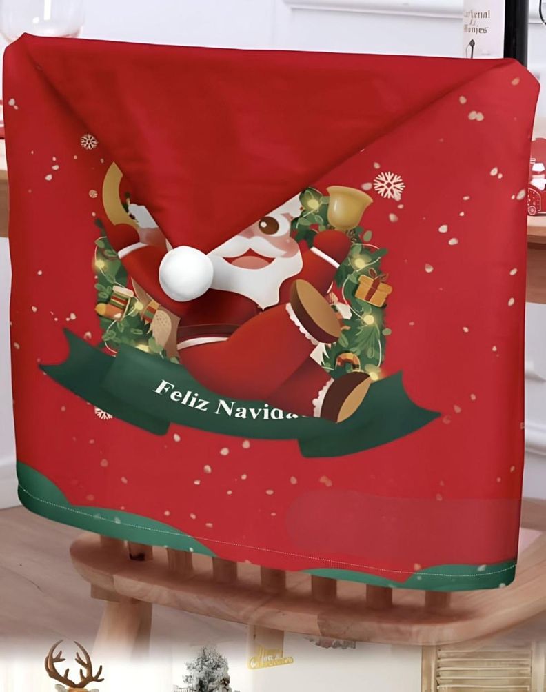 Pack 6 fundas de respaldo de sillas navidad con pompón 25n2-2