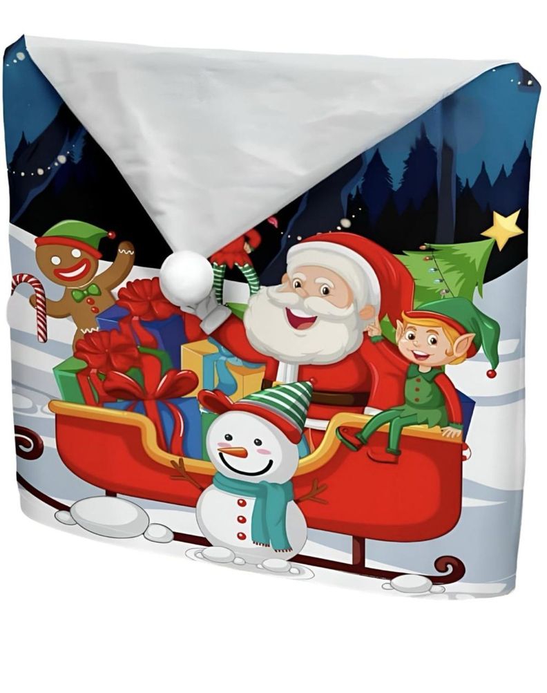 Pack 6 fundas de respaldo de sillas navidad con pompón 25n5-0