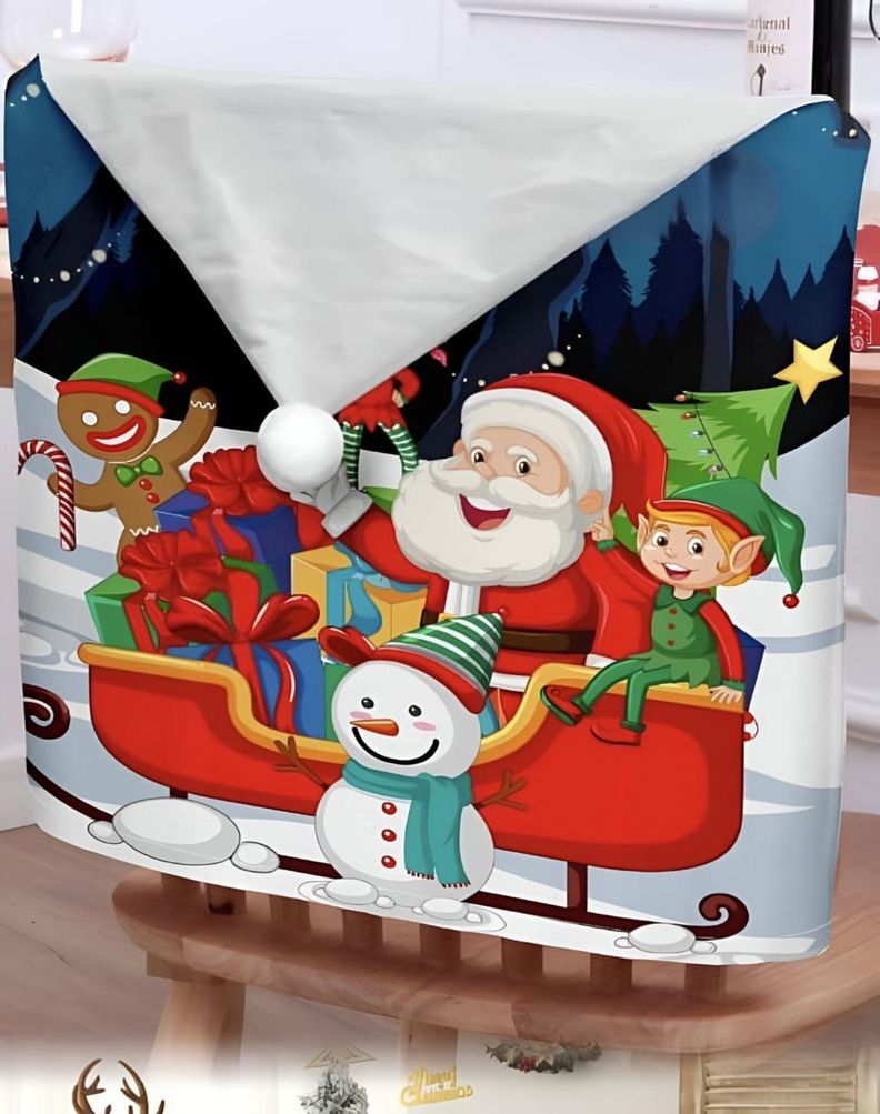 Pack 6 fundas de respaldo de sillas navidad con pompón 25n5-2