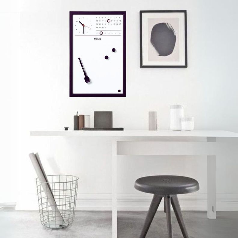 Pizarra Magnética Reloj 45x30 Marco Negro-1