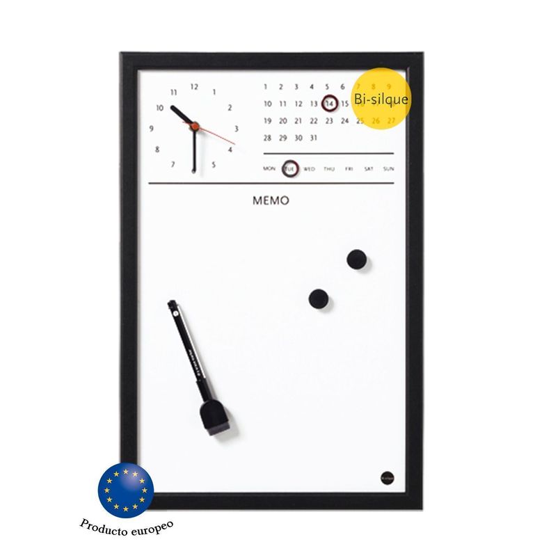 Pizarra Magnética Reloj 45x30 Marco Negro-3