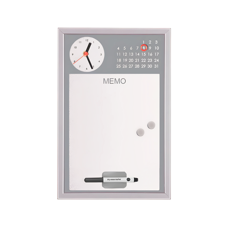 Pizarra Memo Reloj 40×35cm Gris-0