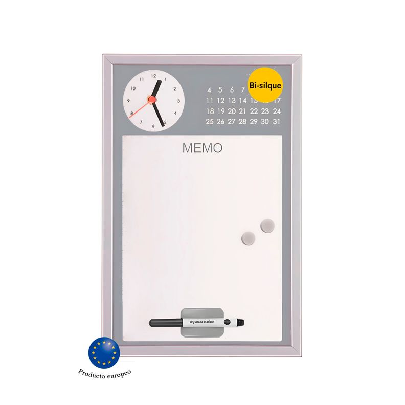 Pizarra Memo Reloj 40×35cm Gris-3