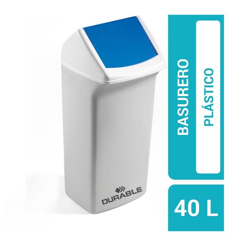 Basurero Durabin 40 Tapa Abatible Azul-0