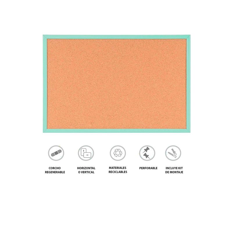 Pizarra Corcho 60x40cm MDF Pastel Verde-1