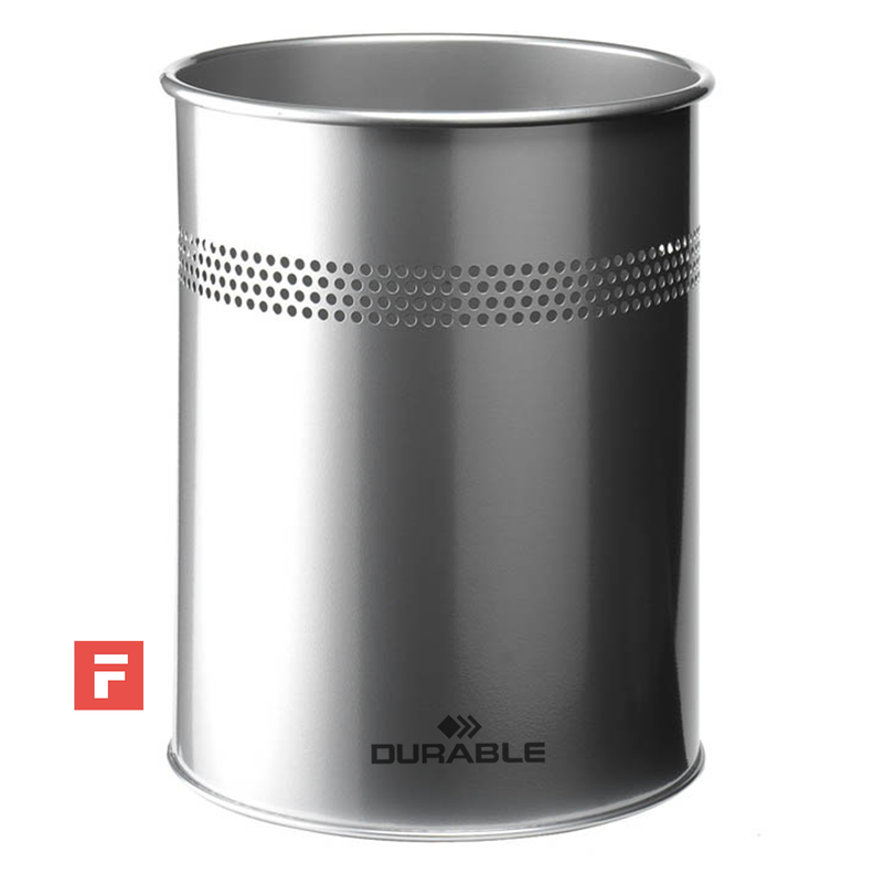 Papelero 15L Redondo Recub 30mm Plateado-0
