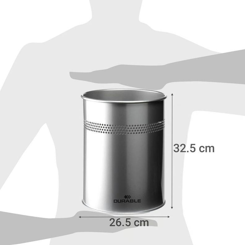Papelero 15L Redondo Recub 30mm Plateado-1