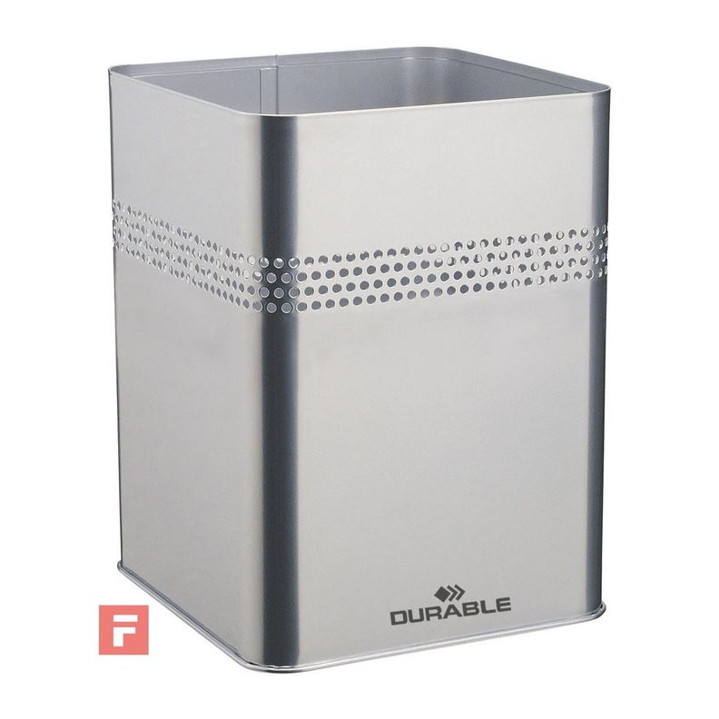 Papelero 18,5L Cuadrado Metálico Plateado 30mm-1