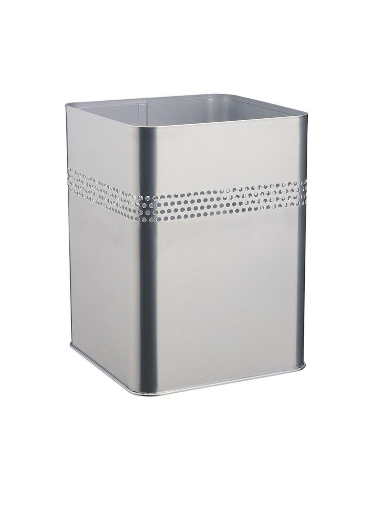 Papelero 18,5L Cuadrado Metálico Plateado 30mm-0