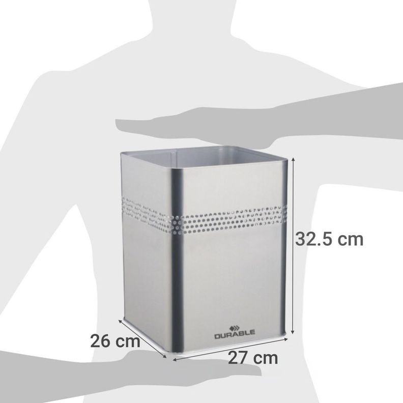 Papelero 18,5L Cuadrado Metálico Plateado 30mm-2