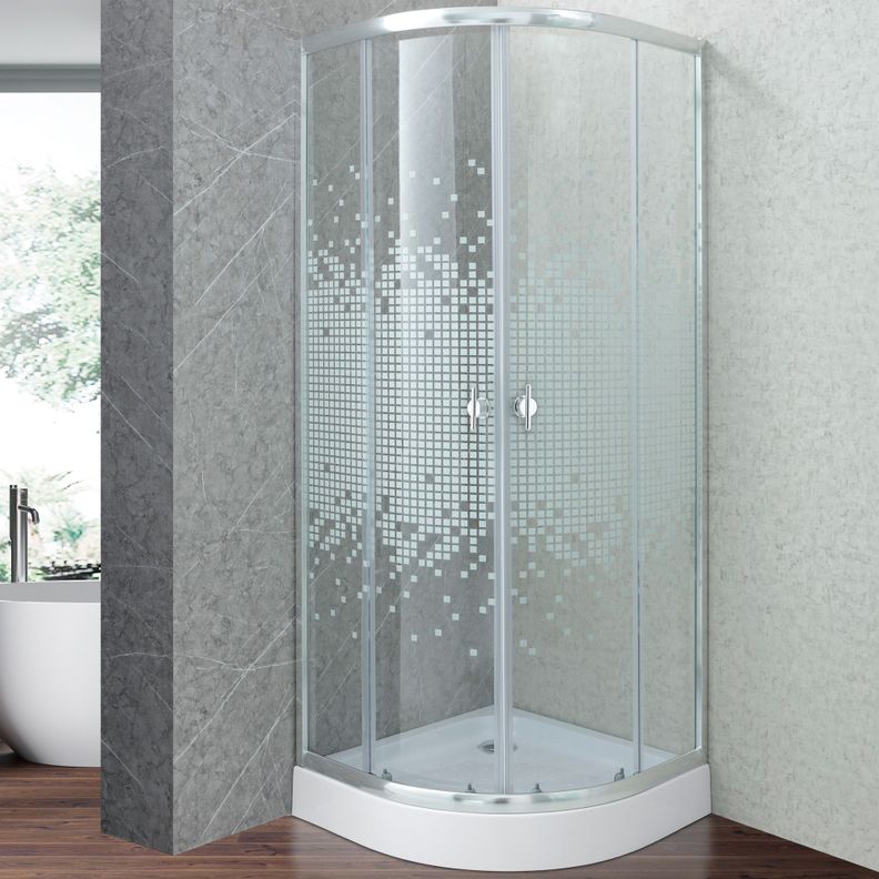 SHOWER DOOR JOYTEK CURVO MOSAIC WHITE 80X80X199 CM (INCLUYE RECEPTACULO) Blanco