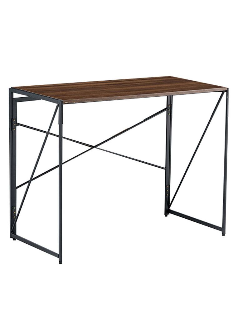 Mesa Escritorio Plegable de Metal y Madera Nogal 100x50x75 cm