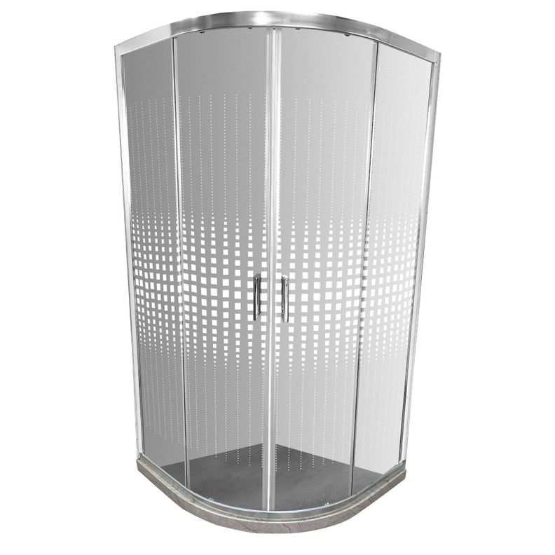 Shower Door Transparente con Base Curva Travertino Joytek 90x90x185 cm-0