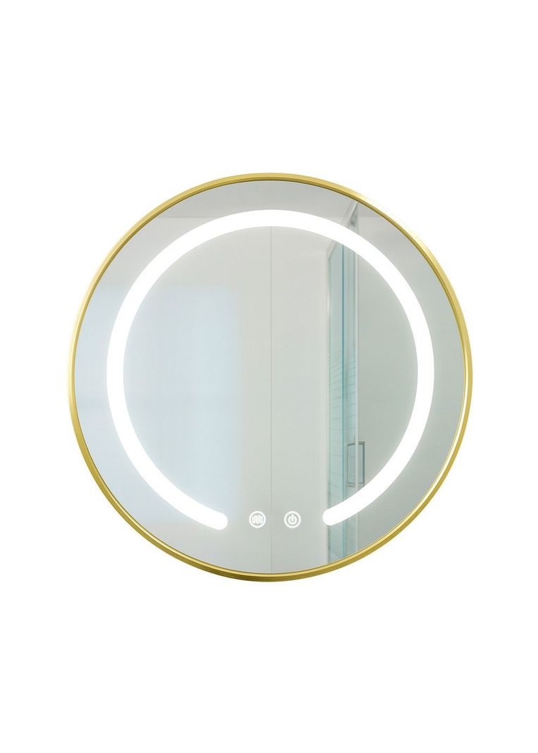 Espejo Redondo Marco Dorado Touch con Luz Led 3 colores 50 cm Transparente [ 9997 ]