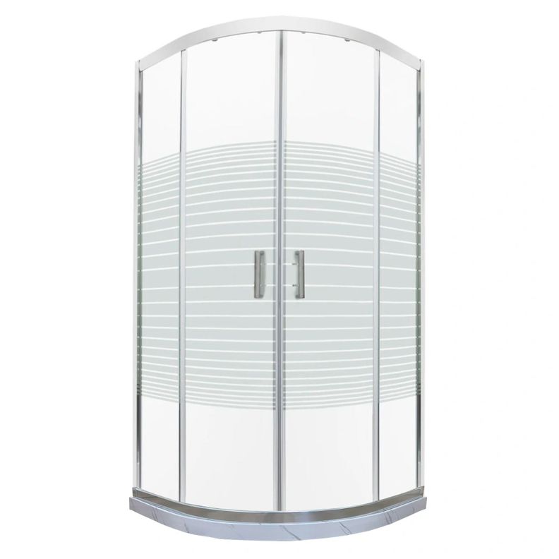 Shower Door Líneas Rectas con Base Curva Blanco Mármol Joytek 90x90x185 cm-1