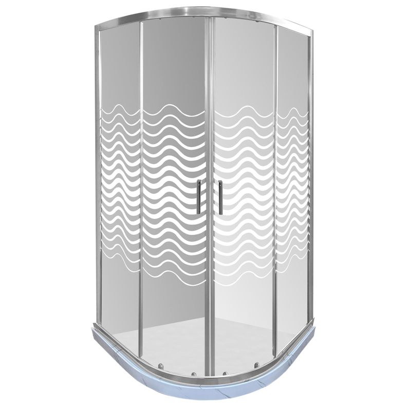 Shower Door Líneas Curvas con Base Curva Blanco Mármol Joytek 90x90x185 cm-0
