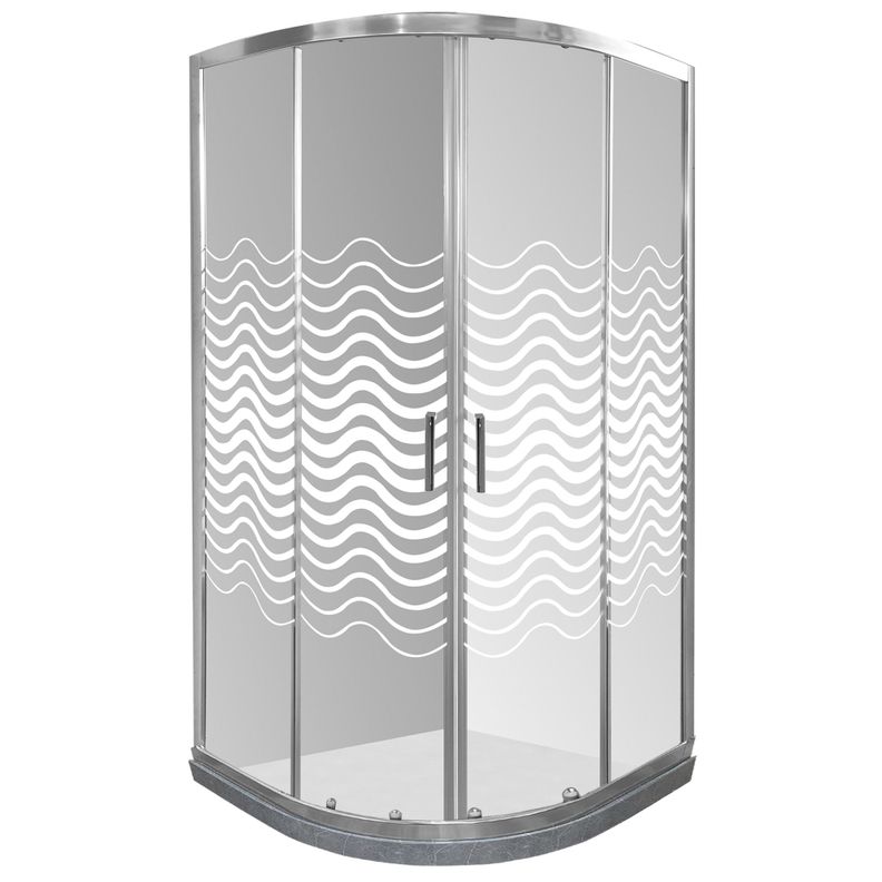 Shower Door Líneas Curvas con Base Curva Gris Mámol Joytek 90x90x185 cm-0