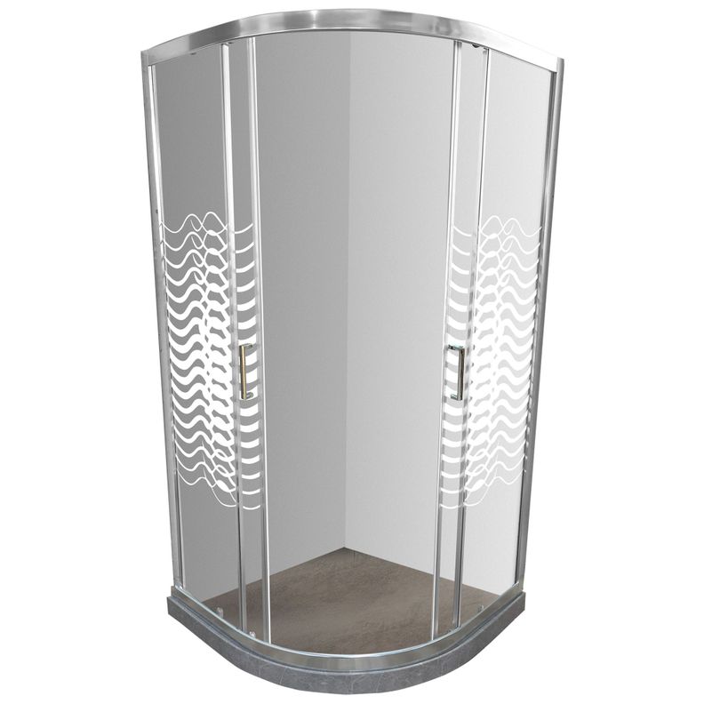 Shower Door Líneas Curvas con Base Curva Gris Mámol Joytek 90x90x185 cm-1