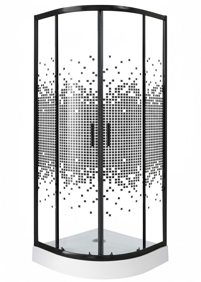 SHOWER DOOR JOYTEK CURVO MOSAIC BLACK 70X70X199 CM (INCLUYE RECEPTACULO) Negro