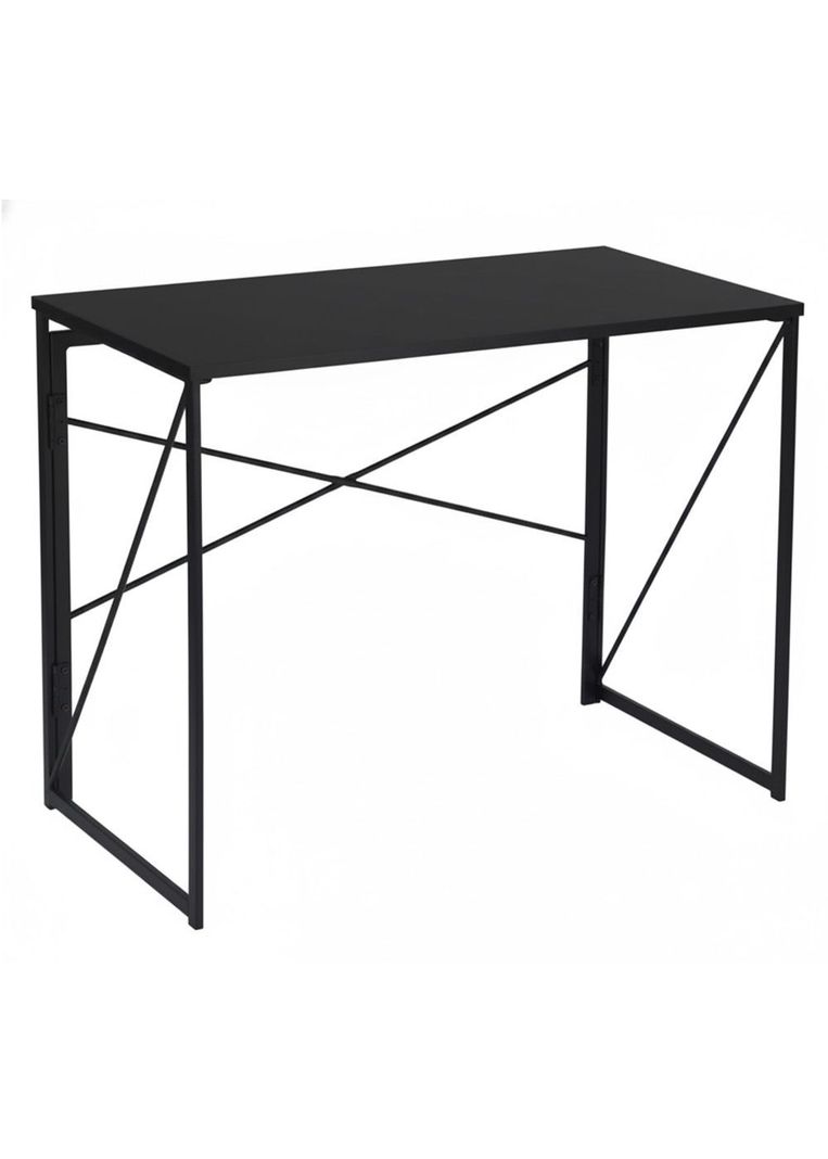 Mesa Escritorio Plegable de Metal y Madera Negro 100x50x75 cm