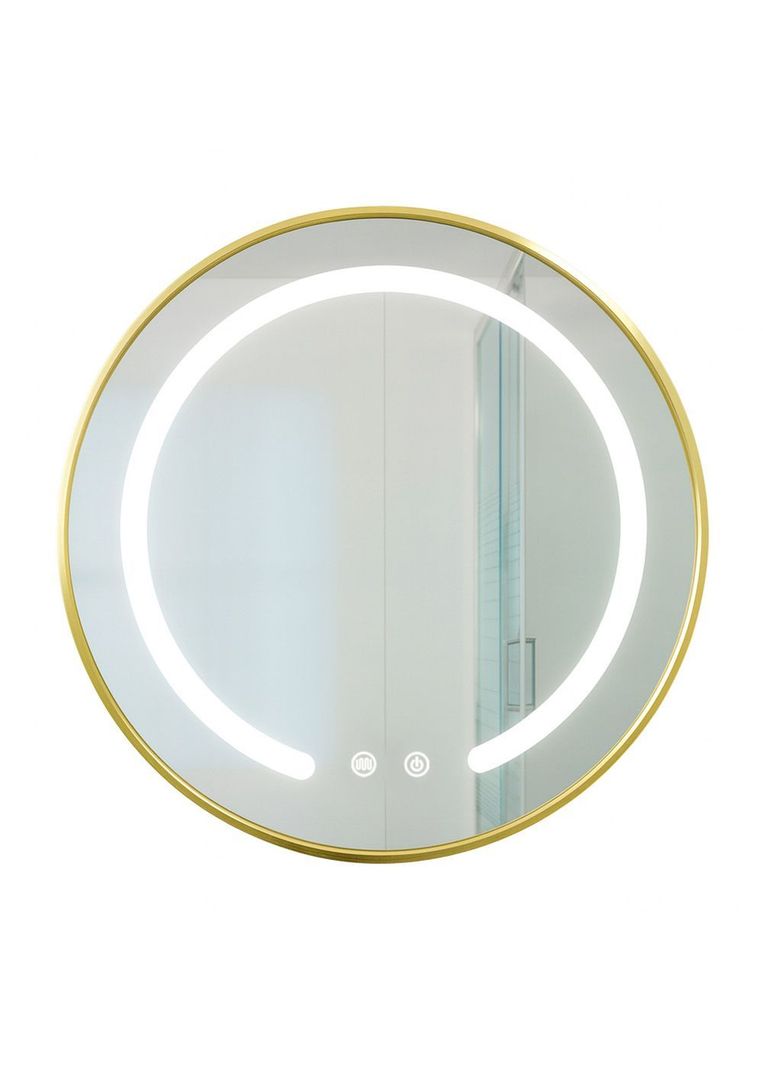 Espejo Redondo Marco Dorado Touch con Luz Led 3 colores 60 cm