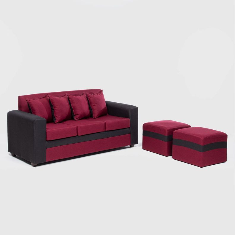 SOFA PARIS 2 POUF NEGRO ROJO-1