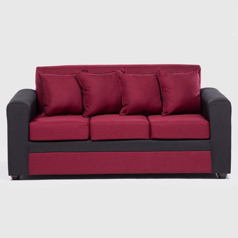 SOFA PARIS 2 POUF NEGRO ROJO-5
