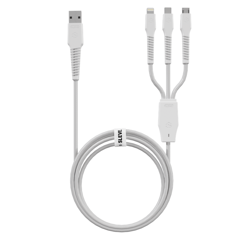 Cable Cargador Sleve Line X Usb A Triple Usb White-2