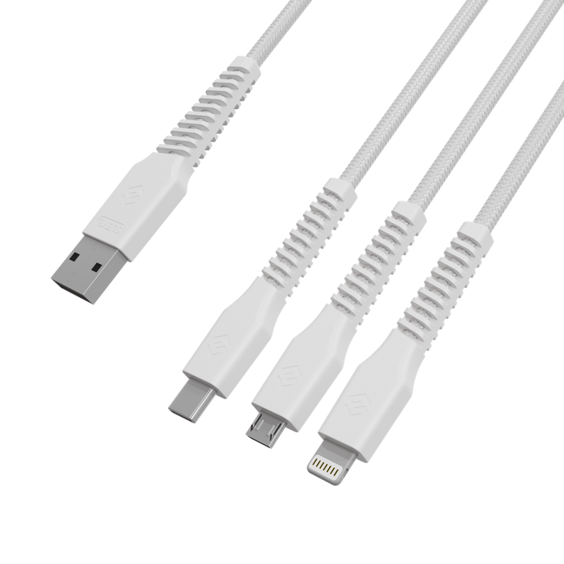 Cable Cargador Sleve Line X Usb A Triple Usb White-4