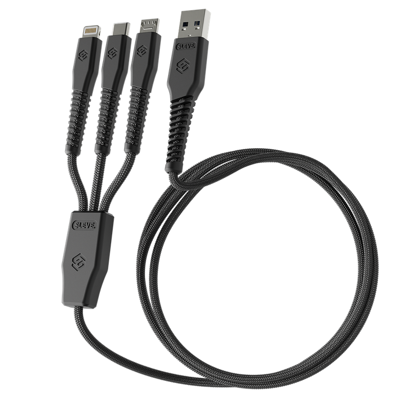 Cable Cargador Sleve Line X Usb A Triple Usb Black-0
