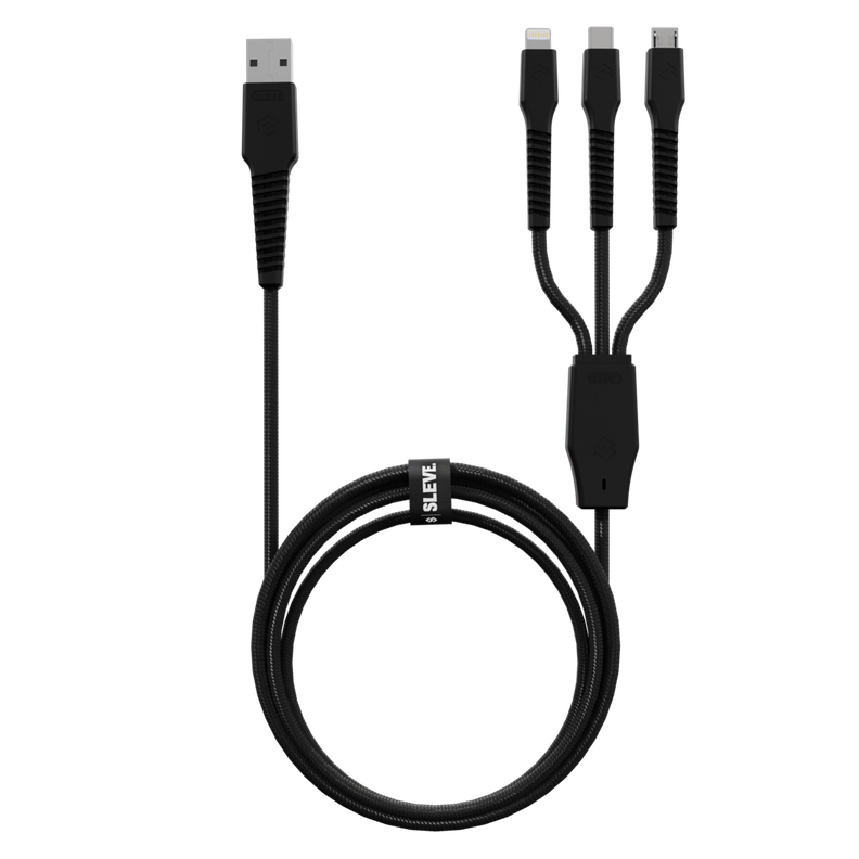 Cable Cargador Sleve Line X Usb A Triple Usb Black-2