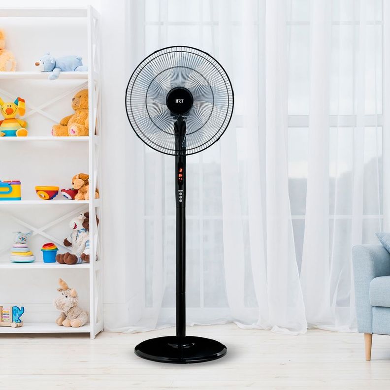VENTILADOR 16" PIE 72W TIMER/CONTROL PLASTICO NEGR-3