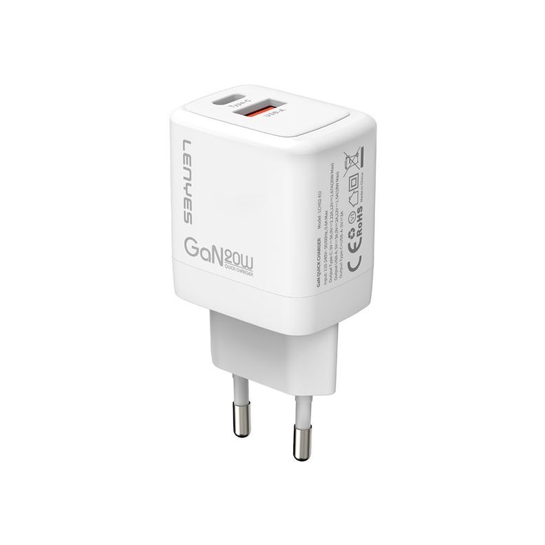 Cargador Lenyes LCH52EUTC-I 20W USB y Lightning Carga Rapida