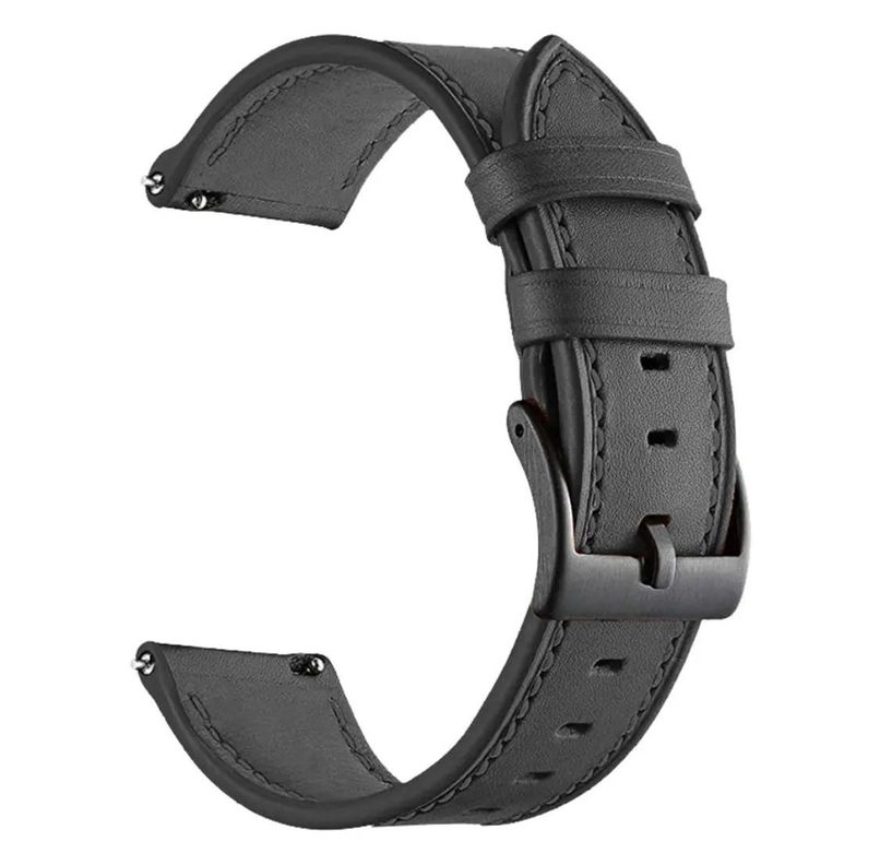 Correa SmartWatch 22 mm - Cuero Negro con Hilo Negro-0