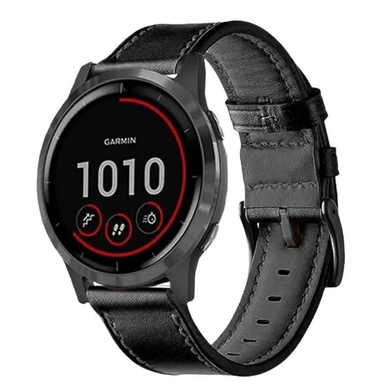 Correa SmartWatch 22 mm - Cuero Negro con Hilo Negro-1